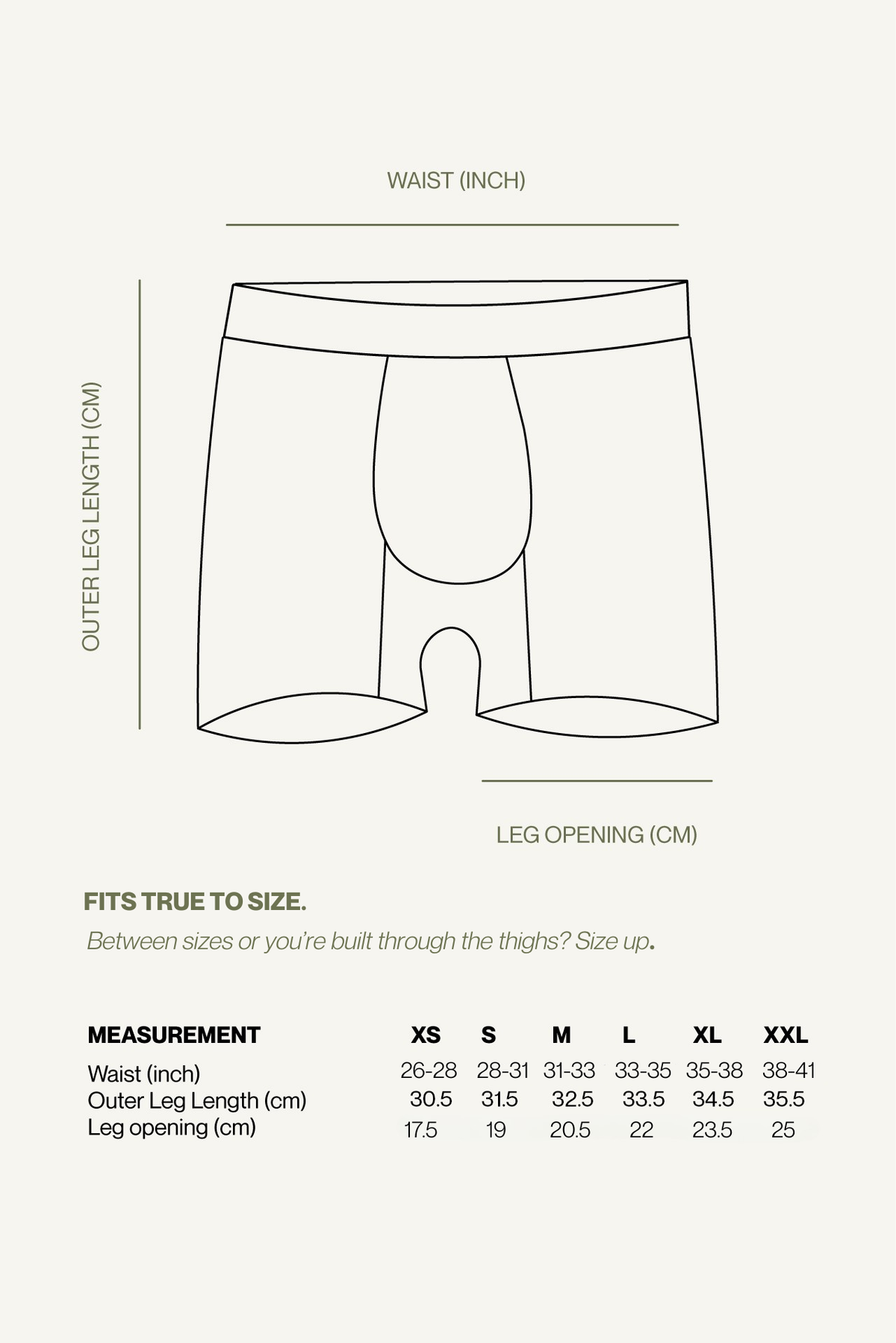 Sizing chart